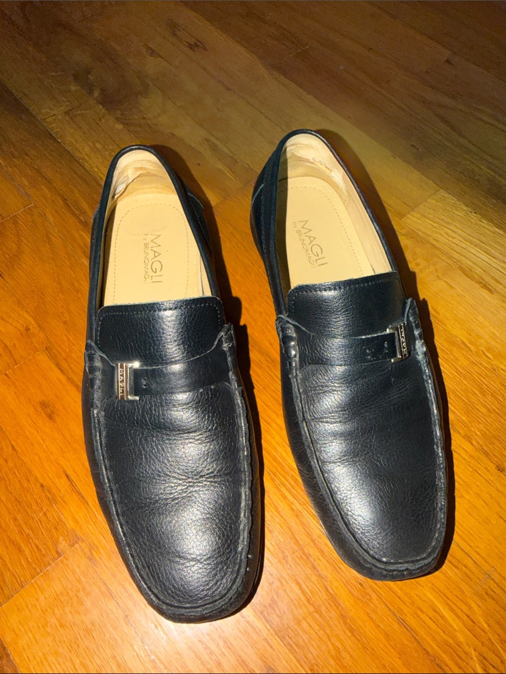 Bruno Magli Black Leather Bit-Detail Slip-On Loafers